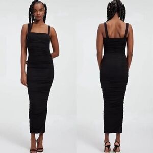 GOOD AMERICAN NWT SLINKY JERSEY MAXI TANK DRESS IN BLACK SIZE XS